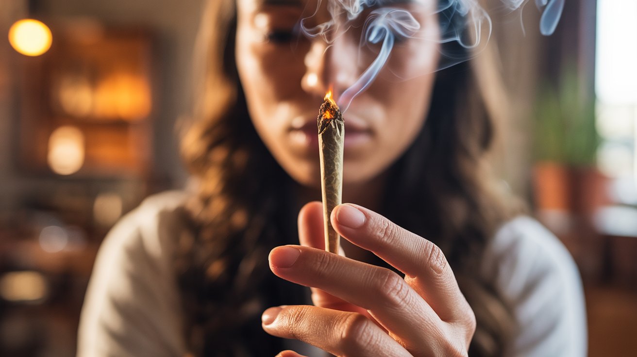 "Close-up of a perfectly lit joint with an even glowing burn and smooth smoke for a cleaner smoking experience."