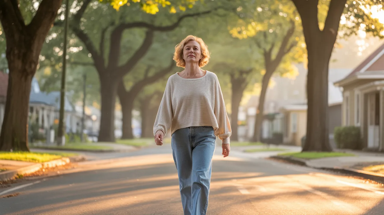 Person taking a light walk outside to improve circulation and reduce weed hangover fatigue.